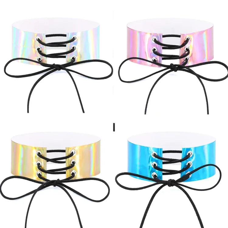 Colar de Moda Europeu e Americano com Colarinho Sexy Simples e Laser com Pele a Brilhar, Entrega de Cor Aleatória, QCSF
