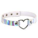 2 Peças de Colar Choker com Forma de Coração Laser Harajuku Europeu e Americano, Entrega de Cor Aleatória, QCTX