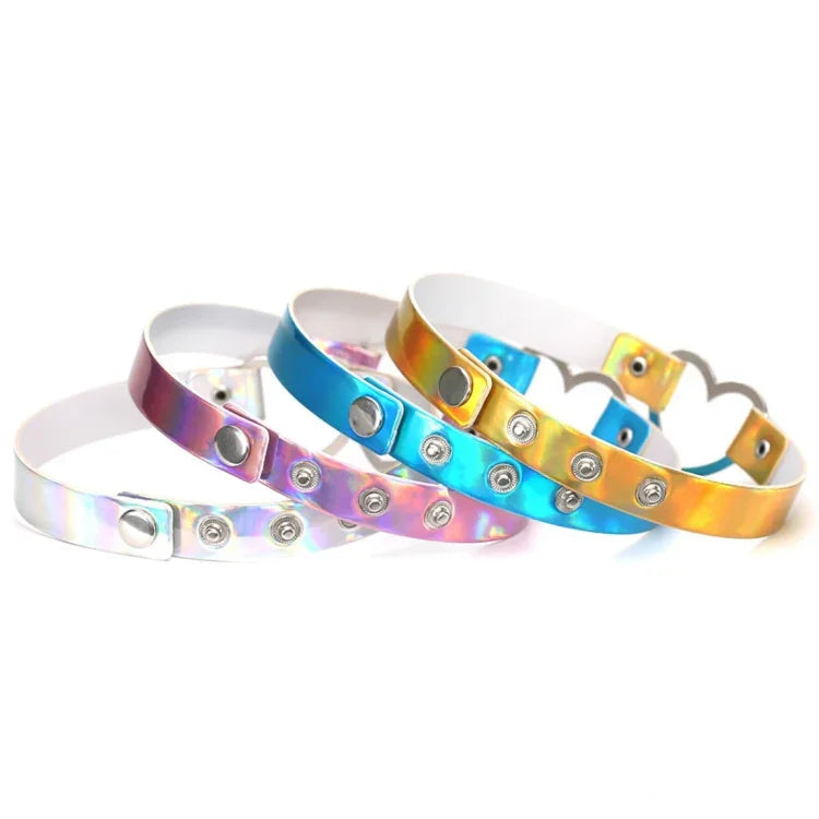 2 Peças de Colar Choker com Forma de Coração Laser Harajuku Europeu e Americano, Entrega de Cor Aleatória, QCTX