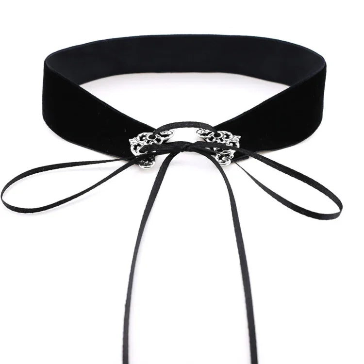 2 Peças de Colar Choker de Veludo com Liga Oca de Estilo Street-snap Europeu e Americano, Entrega de Cor Aleatória, TERQ02