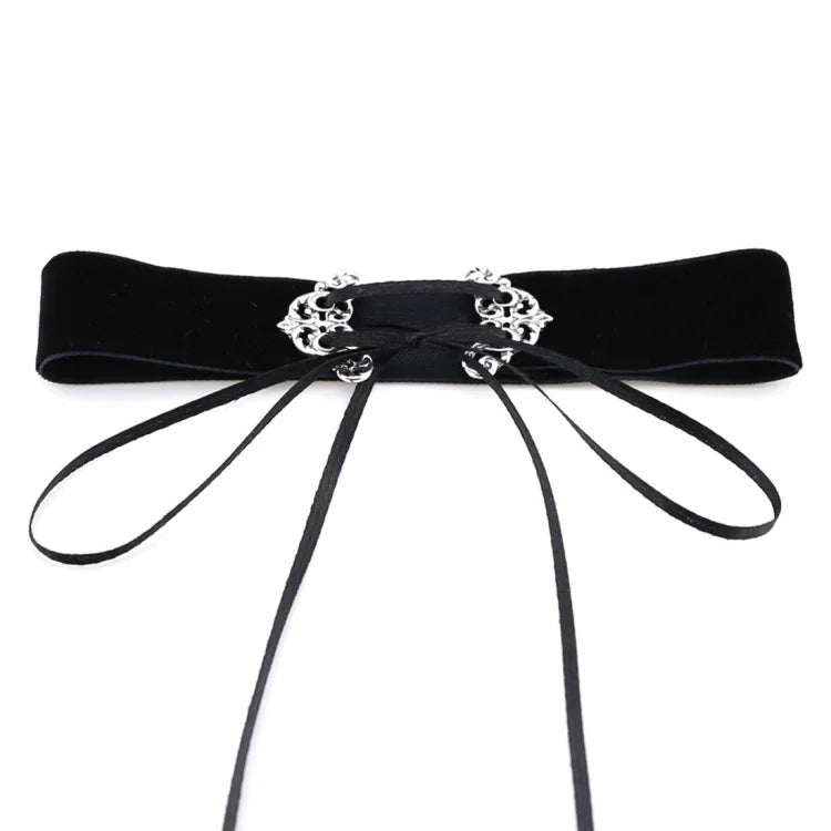 2 Peças de Colar Choker de Veludo com Liga Oca de Estilo Street-snap Europeu e Americano, Entrega de Cor Aleatória, TERQ02