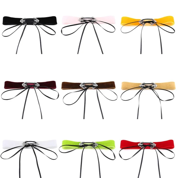 2 Peças de Colar Choker de Veludo com Liga Oca de Estilo Street-snap Europeu e Americano, Entrega de Cor Aleatória, TERQ02
