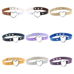 Colar Choker Feminino Punk com Forma de Coração em Pele PU Harajuku Japonesa, Entrega de Cor Aleatória, TXXQ