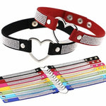 Colar Choker Feminino Punk com Forma de Coração e Strass Harajuku Japonesa, Entrega de Cor Aleatória, TXXQ03
