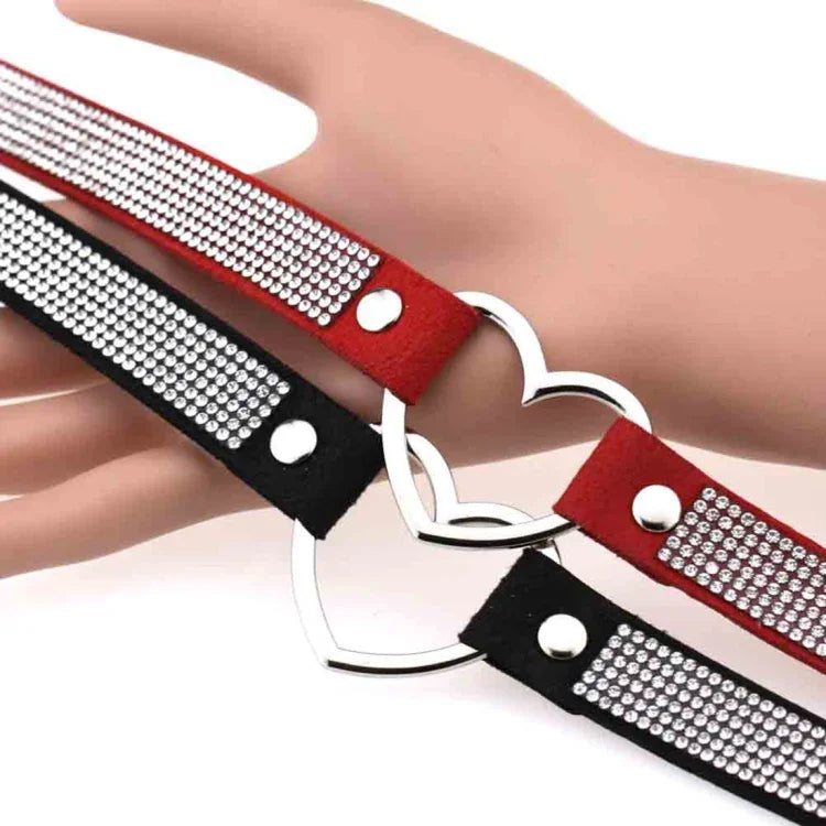 Colar Choker Feminino Punk com Forma de Coração e Strass Harajuku Japonesa, Entrega de Cor Aleatória, TXXQ03
