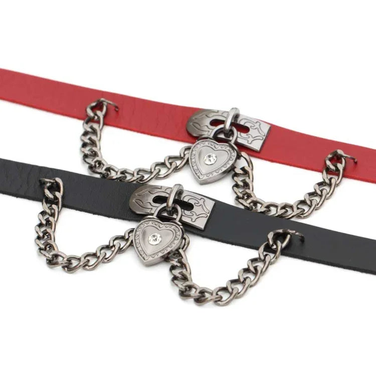 Pulseira Choker de Colar de Pele com Cadeado em Forma de Coração Punk Harajuku Europeu e Americano, Entrega de Cor Aleatória, TXXQ05