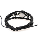Pulseira DIY Retro de Moda Punk de Pele com Contas Feita à Mão Europeia e Americana, Constelações: Sagitário, Peixes, Caranguejo, Carneiro, Escorpião, Capricórnio, Virgem, Leão, Balança, Gémeos, Touro, Aquário