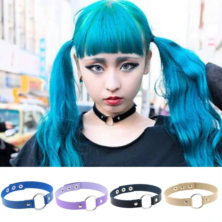 3 Peças de Pulseira de Colar de Pele Redonda Punk de Moda Street-snap Harajuku Japonesa, Entrega de Cor Aleatória, YXQ