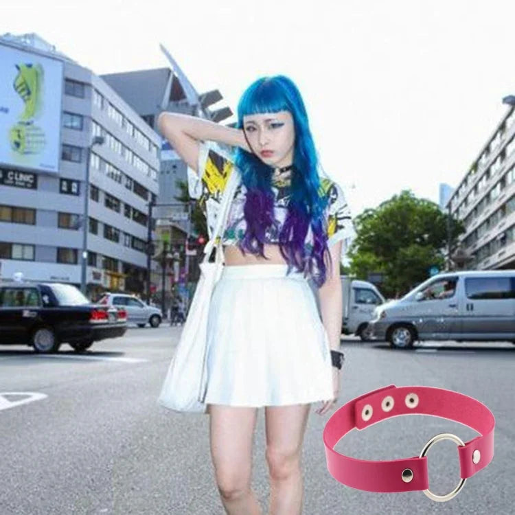 3 Peças de Pulseira de Colar de Pele Redonda Punk de Moda Street-snap Harajuku Japonesa, Entrega de Cor Aleatória, YXQ
