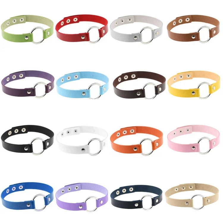 3 Peças de Pulseira de Colar de Pele Redonda Punk de Moda Street-snap Harajuku Japonesa, Entrega de Cor Aleatória, YXQ