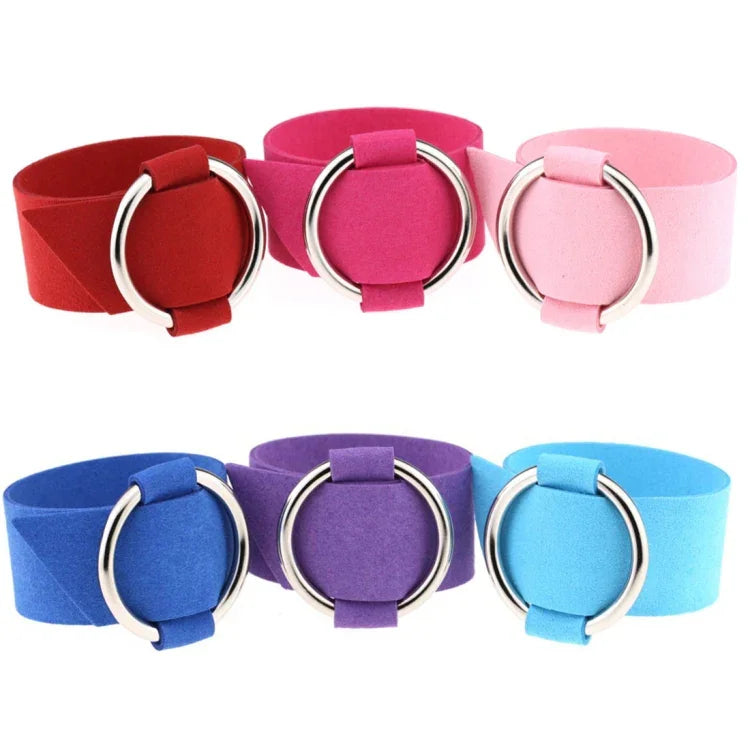 2 Peças de Pulseira de Veludo Redonda Simples Europeia e Americana, Pulseira de Metal de Moda, Entrega de Cor Aleatória