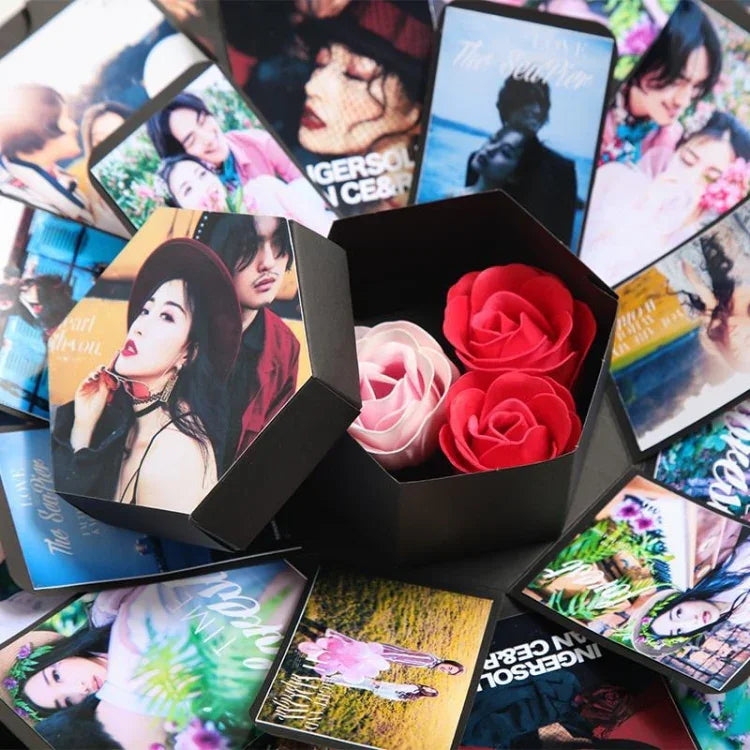Álbum DIY Surpresa Hexagonal Florescente, Caixa Criativa para Fotos, Caixa de Presente Estrela, Álbum Artesanal