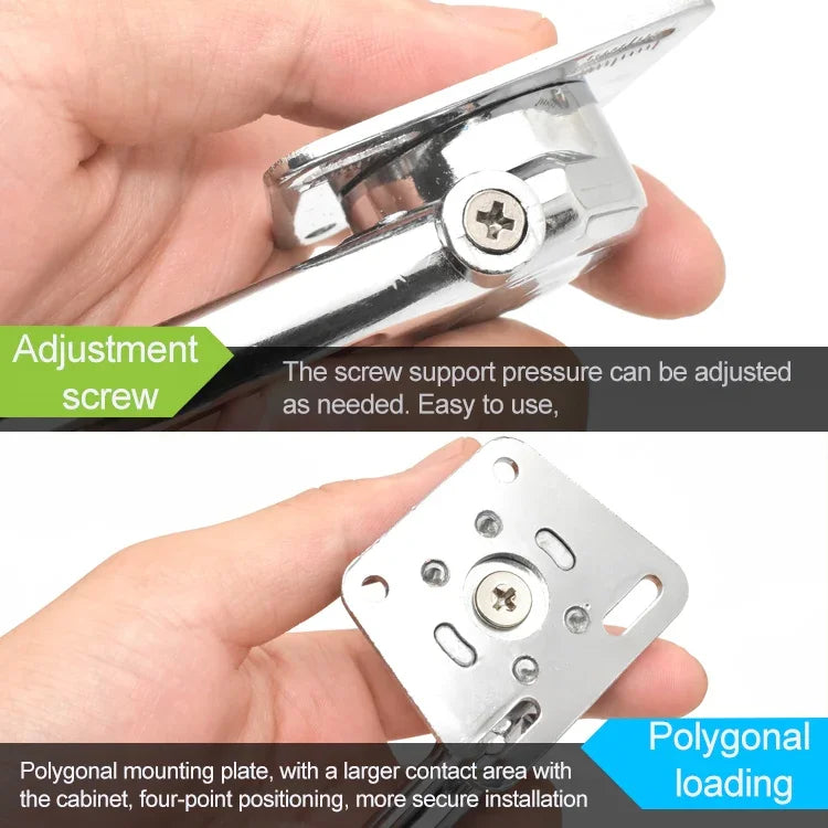 Haste Hidráulica para Porta de Armário com Amortecedor Inferior, Suporte de Dobradiça e Haste de Pressão