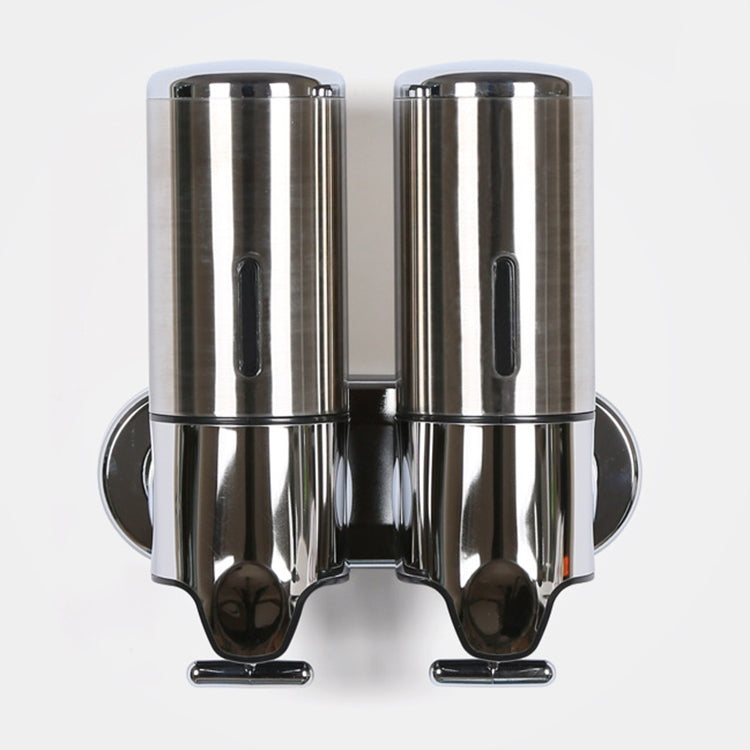 Dispensador Manual Duplo para Hotel, Montado na Parede, para Líquido de Lavagem, Champô e Sabonete, Capacidade: 1000ml, 1000ml/Aço Inoxidável