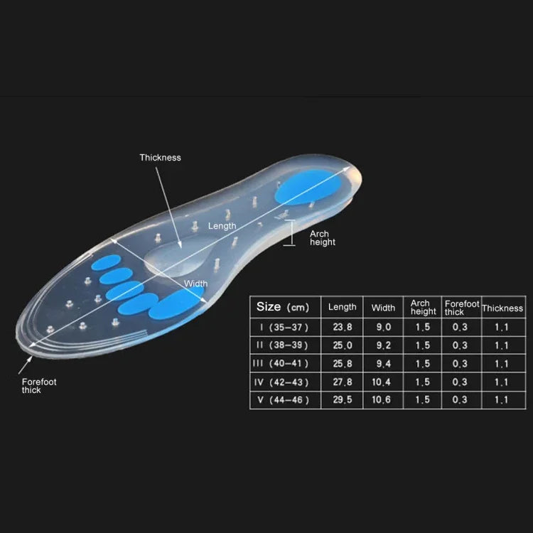 1 par de palmilhas transparentes em gel de sílica com amortecimento, Tamanho: 44-46