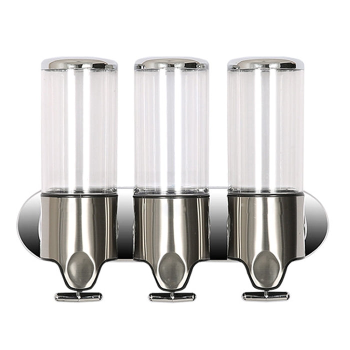 Dispensador manual triplo para chuveiro de hotel, montado na parede, para líquido de lavagem, champô e sabonete, capacidade: 1200ml, 1200ml/preto, 1200ml/dourado, 1200ml/vermelho, 1200ml/prateado, 1200ml/transparente, 1200ml/branco