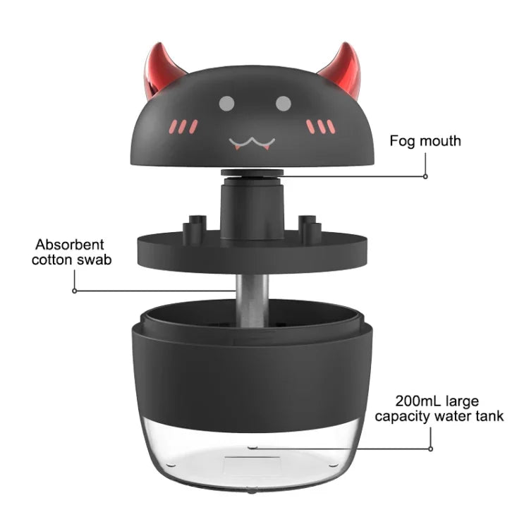 Humidificador atomizador WT-H21 com luzes noturnas coloridas, capacidade do depósito de água: 200mL