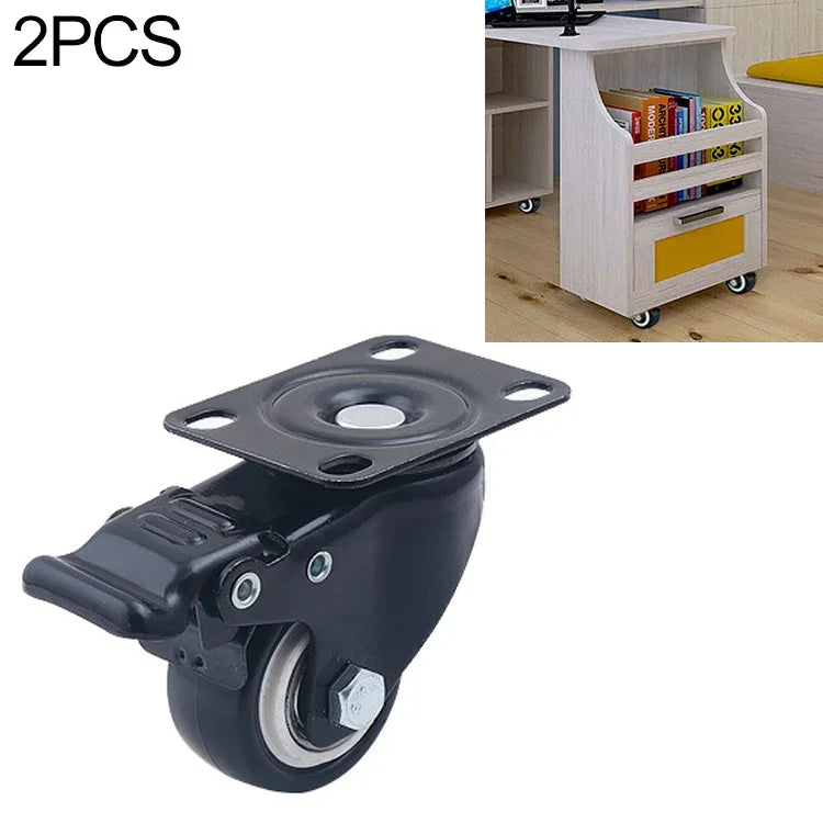 2 PCS Rodízio Universal com Travão Silencioso para Móveis, Armários e Mesas de Café de 2 polegadas, Rodízio Universal com Travão de 2 polegadas