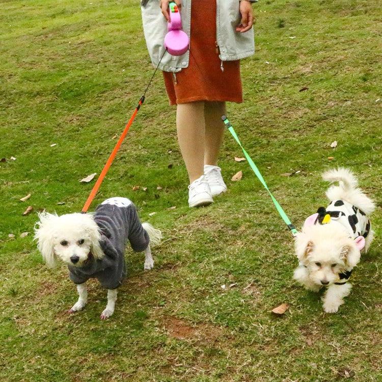Corda de Tração Automática Retrátil Criativa com Dupla Cabeça para Animais de Estimação