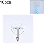 10 Ganchos Adesivos Impermeáveis em PVC + Aço Inoxidável, Forma de Ameixa Fina, Transparente, Fixação Forte para Cozinha, Montagem na Parede