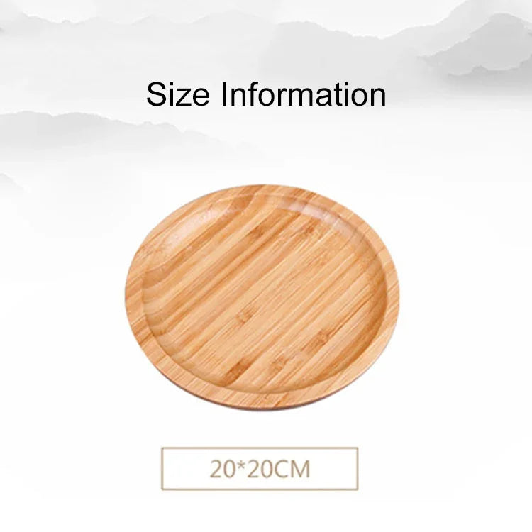 Tabuleiro de Chá Redondo Simples e Criativo em Bambu para Casa, Diâmetro: 20cm, Diâmetro: 20cm