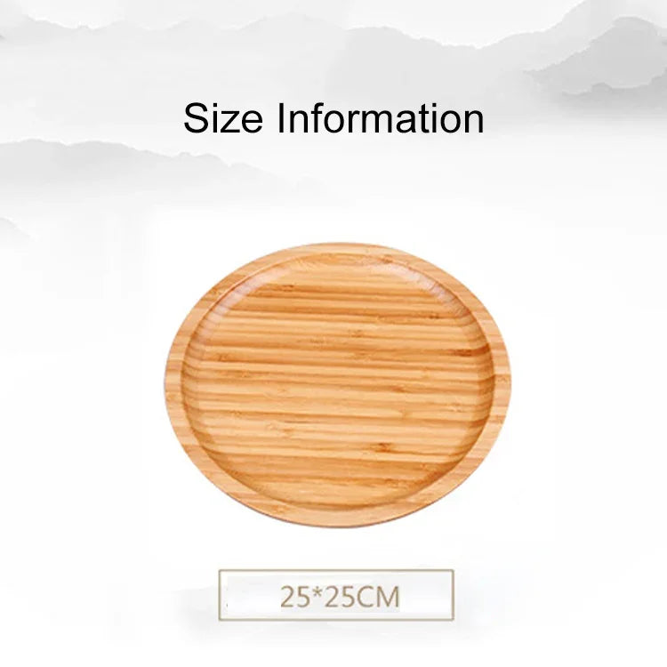 Tabuleiro de Chá Redondo Simples e Criativo em Bambu para Casa, Diâmetro: 25cm, Diâmetro: 25cm