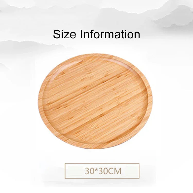 Tabuleiro de Chá Redondo Simples e Criativo em Bambu para Casa, Diâmetro: 30cm, Diâmetro: 30cm