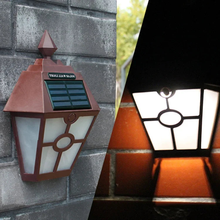 Lâmpada de Parede LED Retro Solar Hexagonal para Exterior com Sensor de Luz para Paisagem