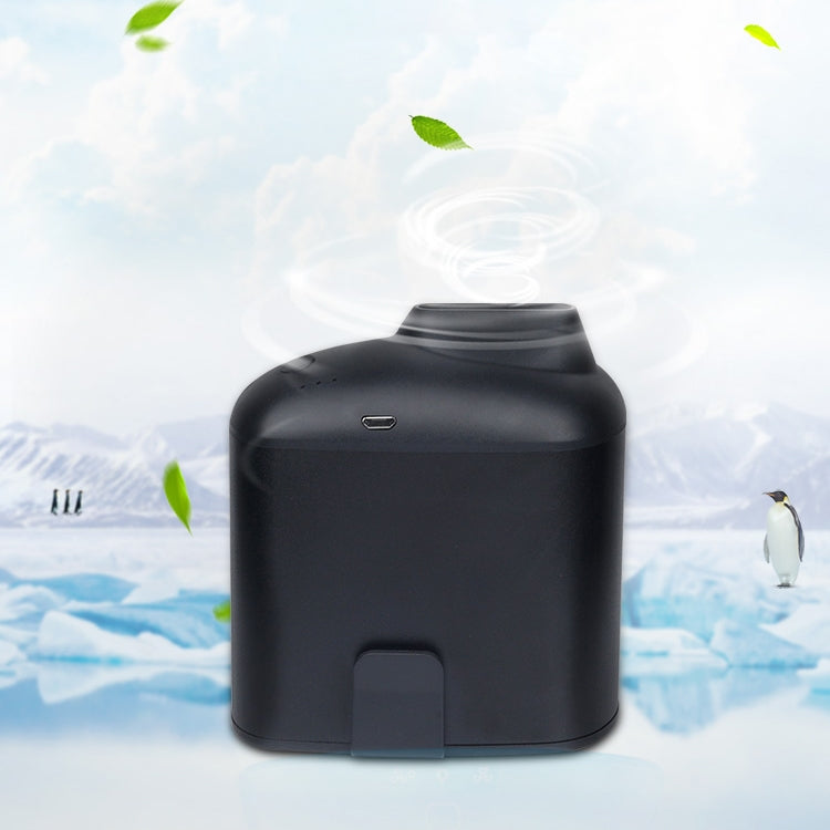 Ventoinha portátil criativa USB para pendurar na cintura com três velocidades ajustáveis, preta, cinzenta