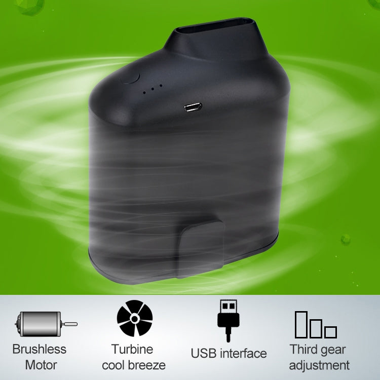 Ventoinha portátil criativa USB para pendurar na cintura com três velocidades ajustáveis, preta, cinzenta