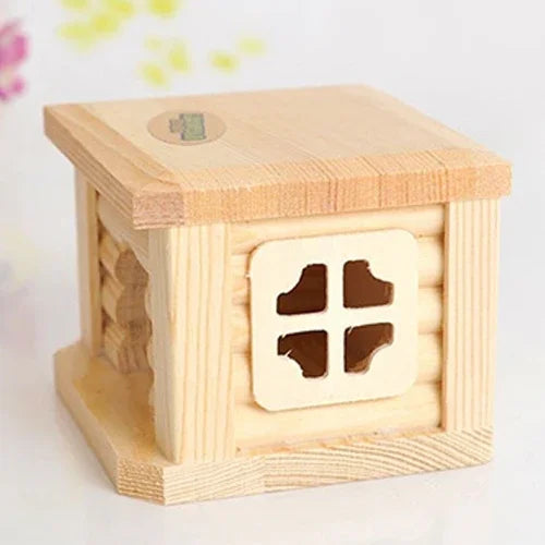 Casa de Madeira com Telhado Plano para Animais de Estimação, Gaiola para Pequenos Animais, Coelho, Hamster, Casa de Madeira com Telhado Plano