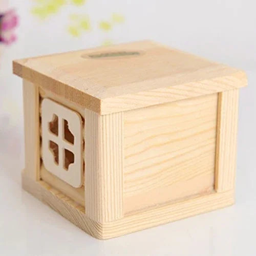 Casa de Madeira com Telhado Plano para Animais de Estimação, Gaiola para Pequenos Animais, Coelho, Hamster, Casa de Madeira com Telhado Plano