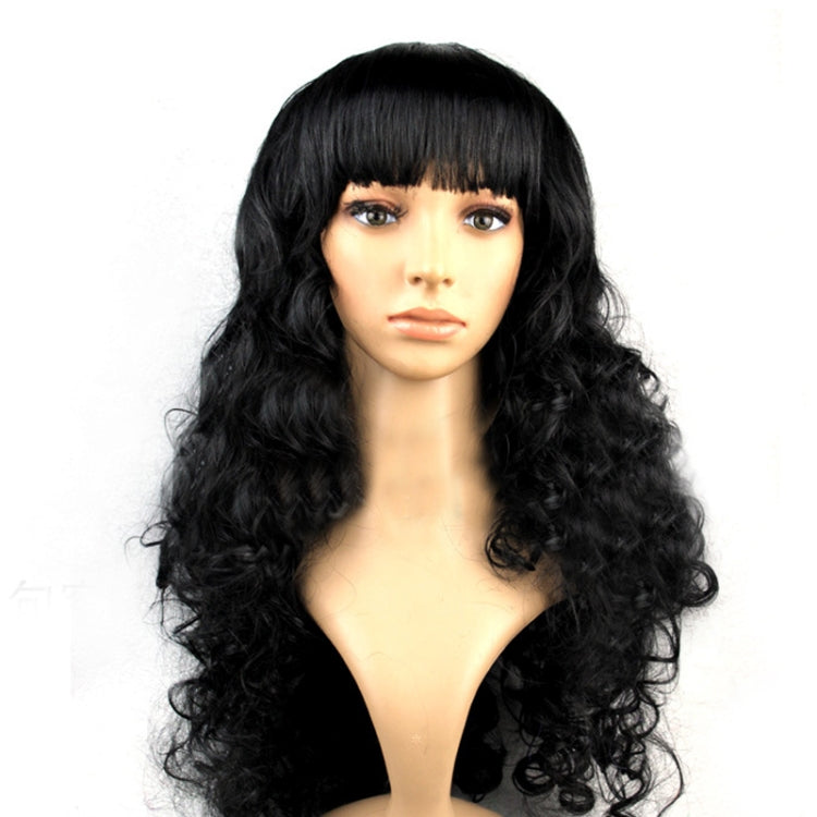 Perucas PET Longas Onduladas Coloridas para Festa e Cosplay para Mulher (Preto)