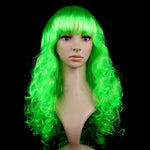 Perucas PET Longas Onduladas Coloridas para Festa e Cosplay para Mulher (Preto)
