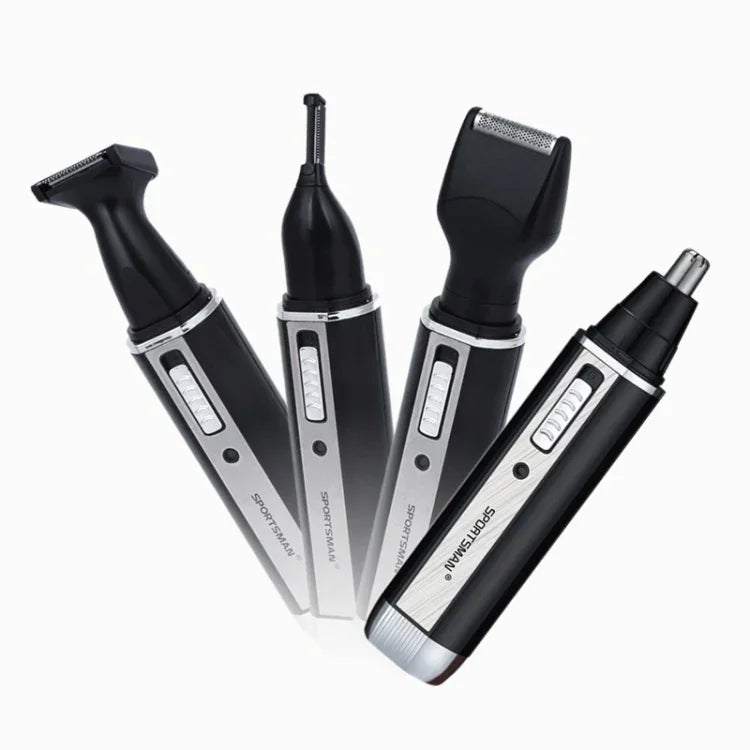 APARADOR SPORTSMAN 4 em 1 Recarregável para Ouvido, Nariz, Barba, Rosto, Sobrancelhas e Cabelo para Homem, Plugue EUA (Preto, 110V), Plugue EUA