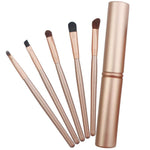 Conjunto de 5 Pincéis de Maquilhagem para Olhos com Cabo e Tubo de Alumínio