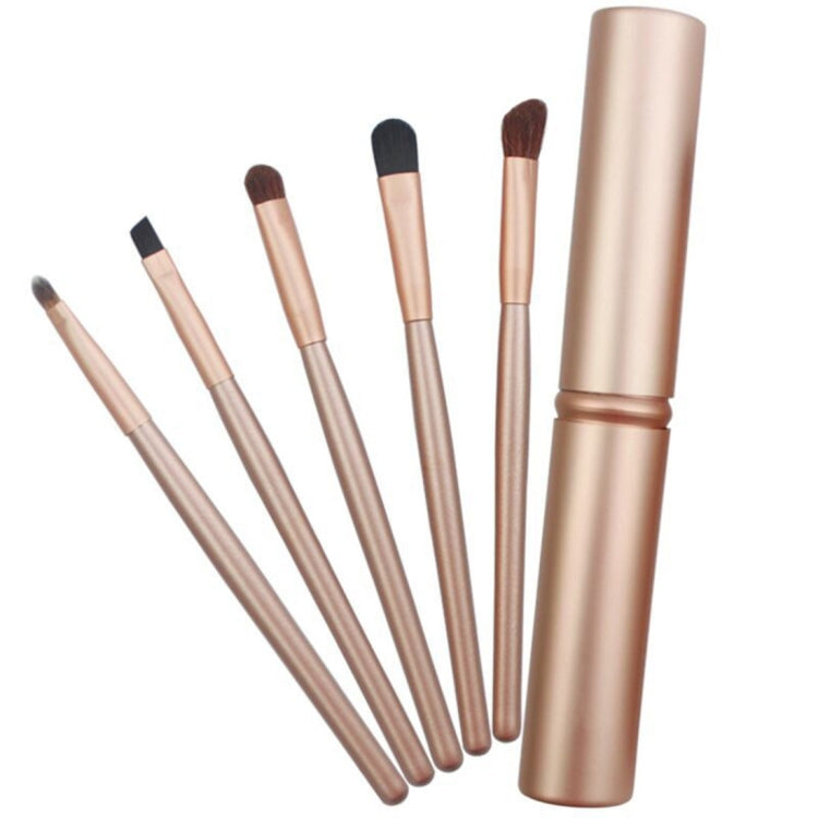 Conjunto de 5 Pincéis de Maquilhagem para Olhos com Cabo e Tubo de Alumínio