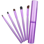 Conjunto de 5 Pincéis de Maquilhagem para Olhos com Cabo e Tubo de Alumínio