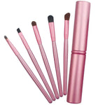 Conjunto de 5 Pincéis de Maquilhagem para Olhos com Cabo e Tubo de Alumínio