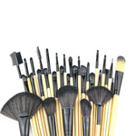 Conjunto de 32 Pincéis de Maquilhagem com Cabo de Cor Madeira Kit de Beleza + Estojo de Transporte em Pele PU, 32 PCS