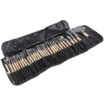 Conjunto de 32 Pincéis de Maquilhagem com Cabo de Cor Madeira Kit de Beleza + Estojo de Transporte em Pele PU, 32 PCS