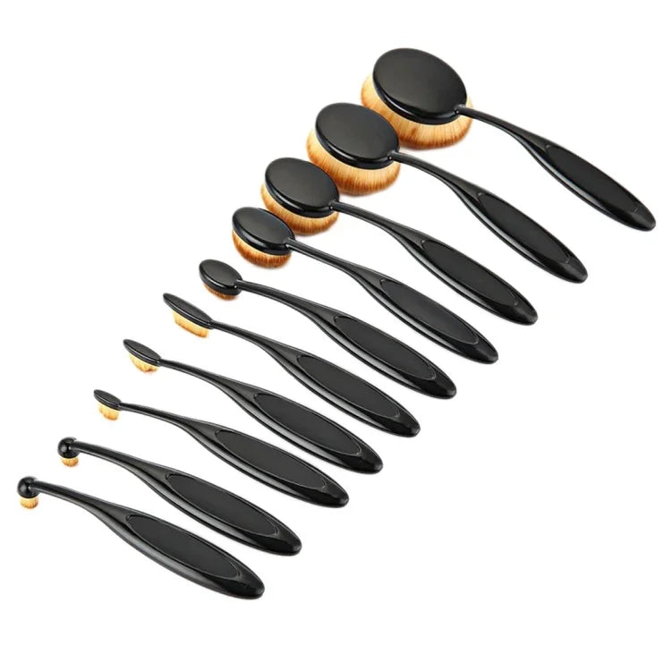 Conjunto de 10 Pincéis para Sobrancelhas com Cabo Estilo Escova de Dentes, Preto