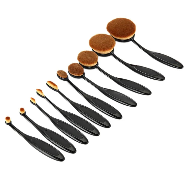 Conjunto de 10 Pincéis para Sobrancelhas com Cabo Estilo Escova de Dentes, Preto