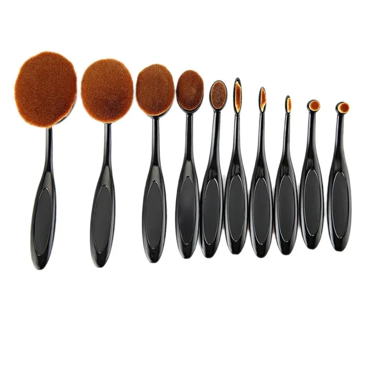 Conjunto de 10 Pincéis para Sobrancelhas com Cabo Estilo Escova de Dentes, Preto
