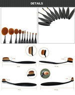 Conjunto de 10 Pincéis para Sobrancelhas com Cabo Estilo Escova de Dentes, Preto