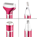 Conjunto 4 em 1 Recarregável USB para Aparar Vibrissas, Sobrancelhas e Depilação Corporal com Cabo USB, 4 em 1
