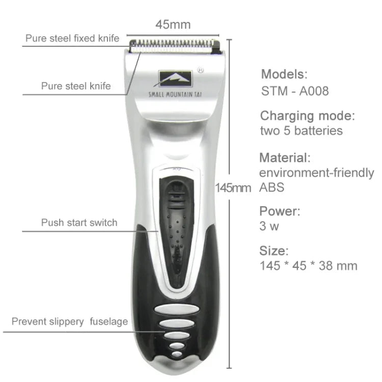 Aparador de Cabelo Elétrico a Pilhas para Crianças Máquina de Cortar Cabelo para Homem (Prateado)