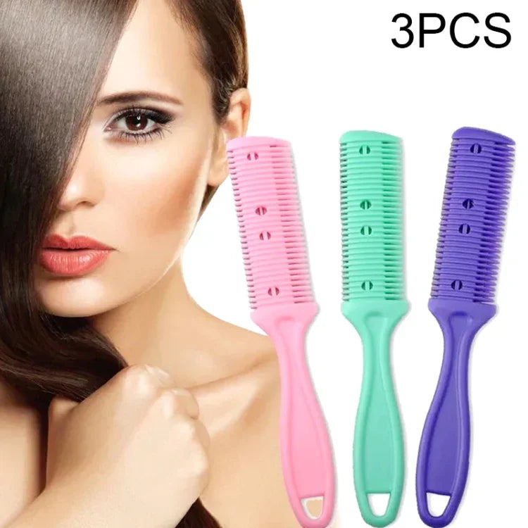 3 Peças de Ferramentas para Cabelo Faca Dupla Pente Aparador de Franja Dispositivo de Afinar Cortador de Cabelo, Entrega de Cor Aleatória, 10 Peças Entrega de Cor Aleatória
