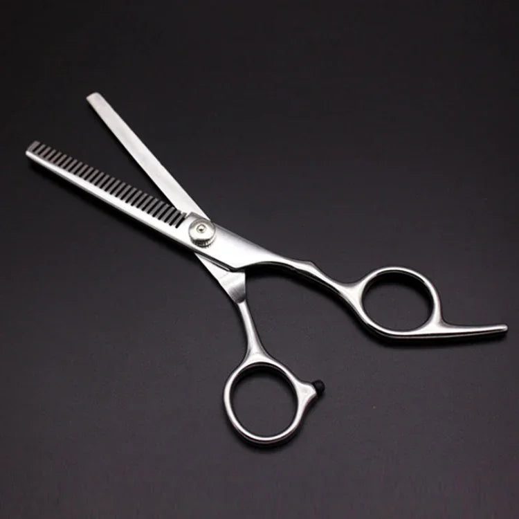 Tesouras de Cabeleireiro Duráveis e Afiadas para Cortar Cabelo e Tesoura de Afinar Dentes para Barbeiro (Tesoura de Afinar Prateada), Tesoura de Afinar