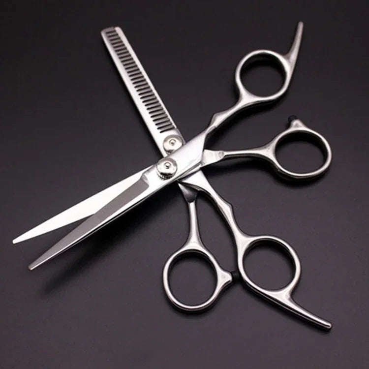 Tesouras de Cabeleireiro Duráveis e Afiadas para Cortar Cabelo e Tesoura de Afinar Dentes para Barbeiro (Tesoura de Afinar Prateada), Tesoura de Afinar
